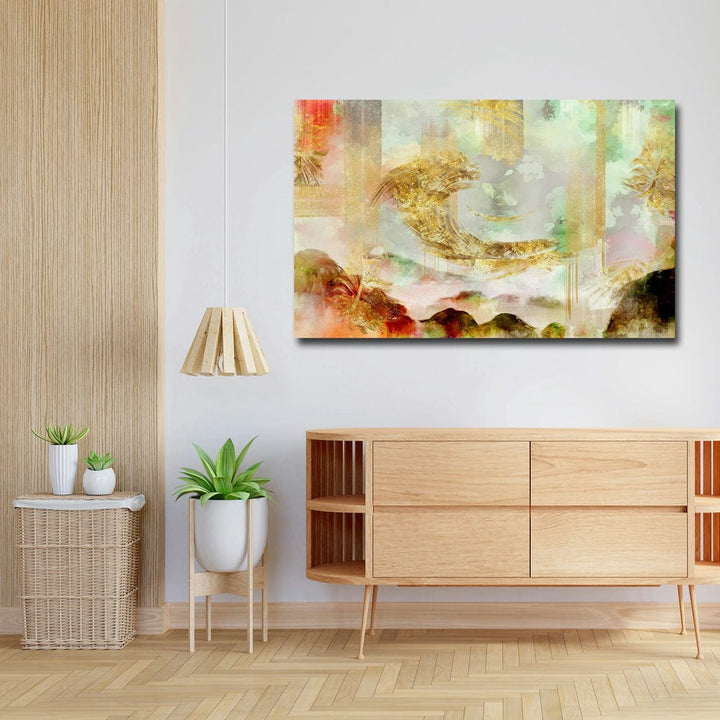 32x20 Canvas Painting - Golden Brush Art