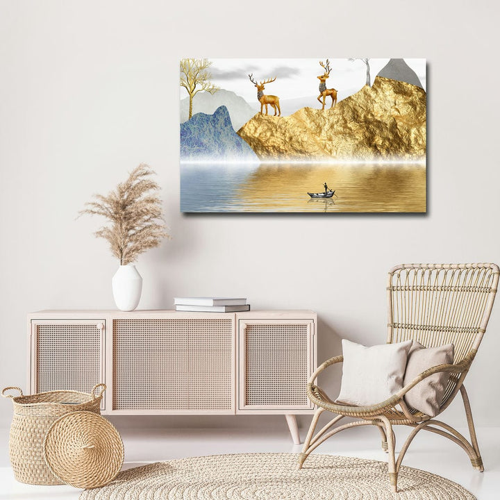 32x20 Canvas Painting - Golden Mountains Shadow