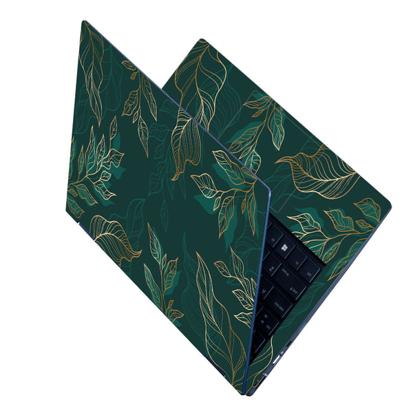 Laptop Skin - Golden Leaf on Green