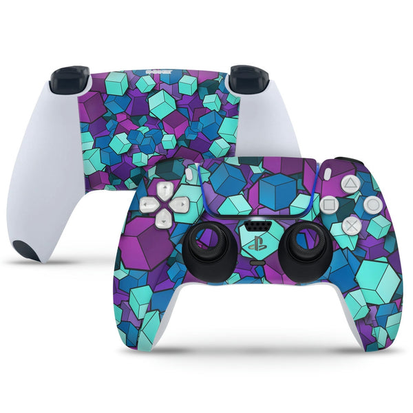 PS5 Controller Skin - 3D Cubes Blue