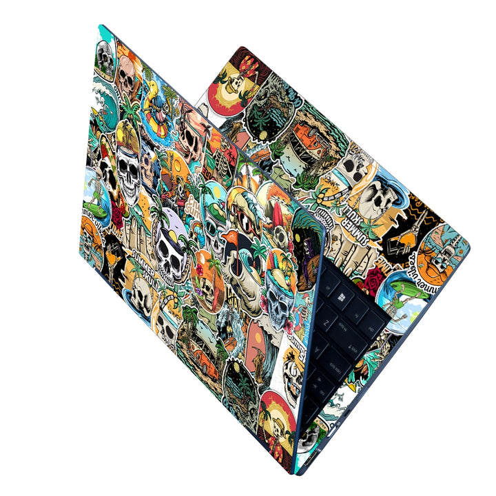 Laptop Skin - Summer Skull Sticker Bomb