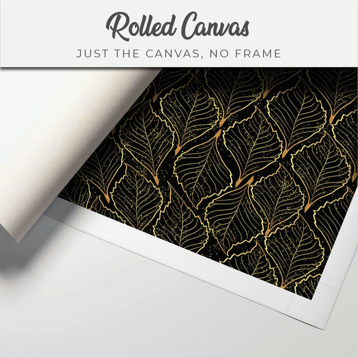 32x20 Canvas Painting - Multi Golden Leaves on Black