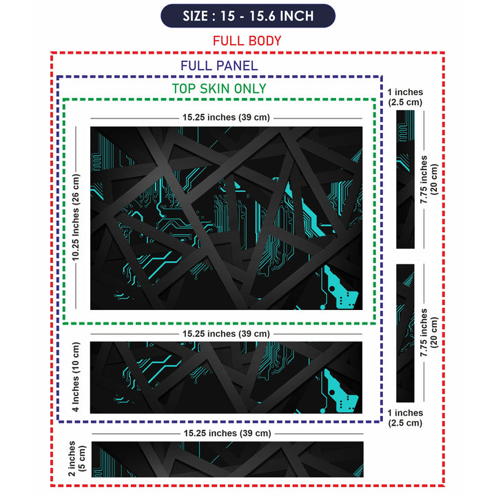 Laptop Skin - Grey Bars on Cyan Circuit