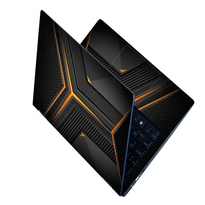 Laptop Skin - Orange Line Pattern Gaming Design