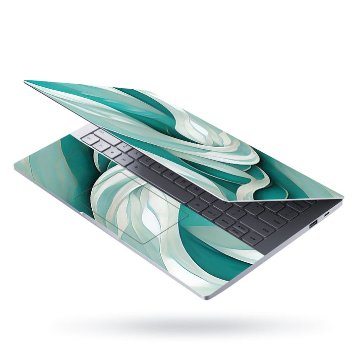 Laptop Skin - An Abstract Elegant Teal and White Wave