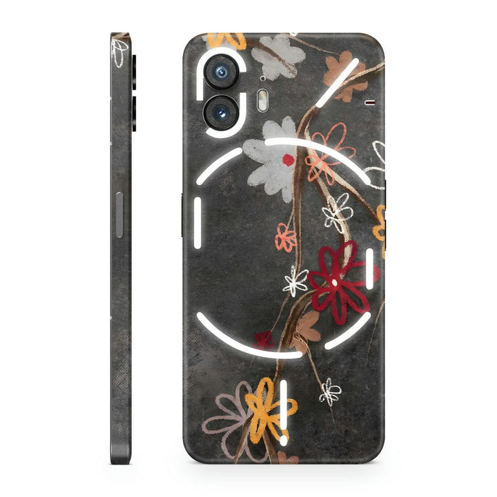 Mobile Skin Wrap - Black Floral Stone Art