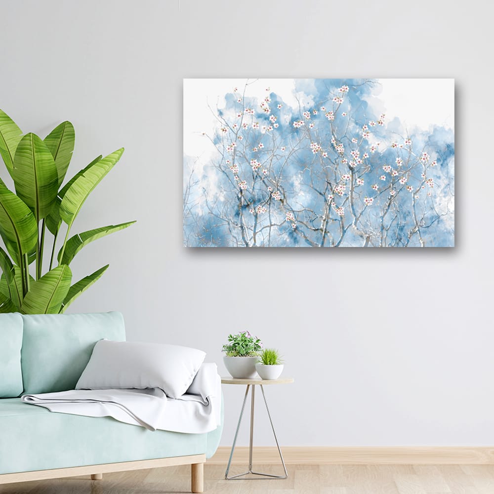 Canvas Painting - Blue White Blossom Art – SkinsLegend