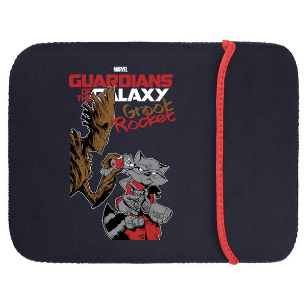 Printed Neoprene Reversible Laptop & Tablet Sleeve - Super Heroes Groot Rocket