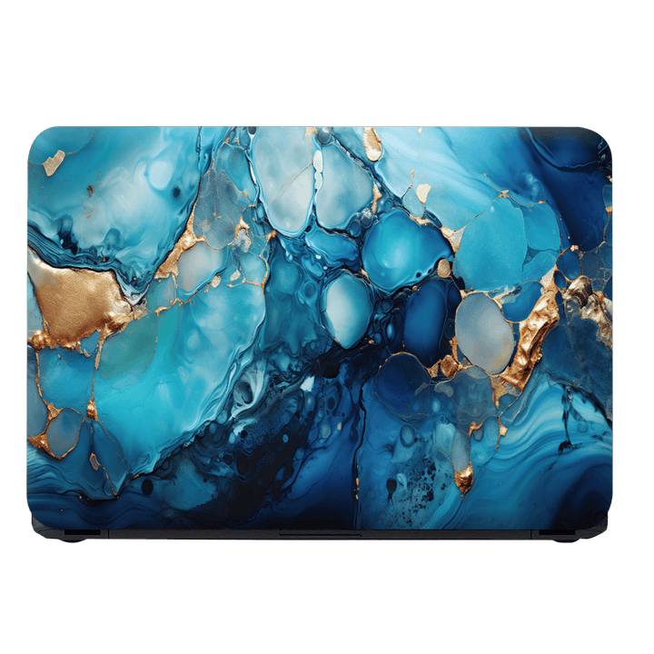 Laptop Skin - Golden Highlighter on Blue Shaded Marble