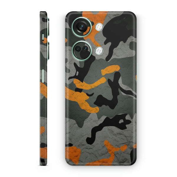 Mobile Skin Wrap - Black Orange Camouflage