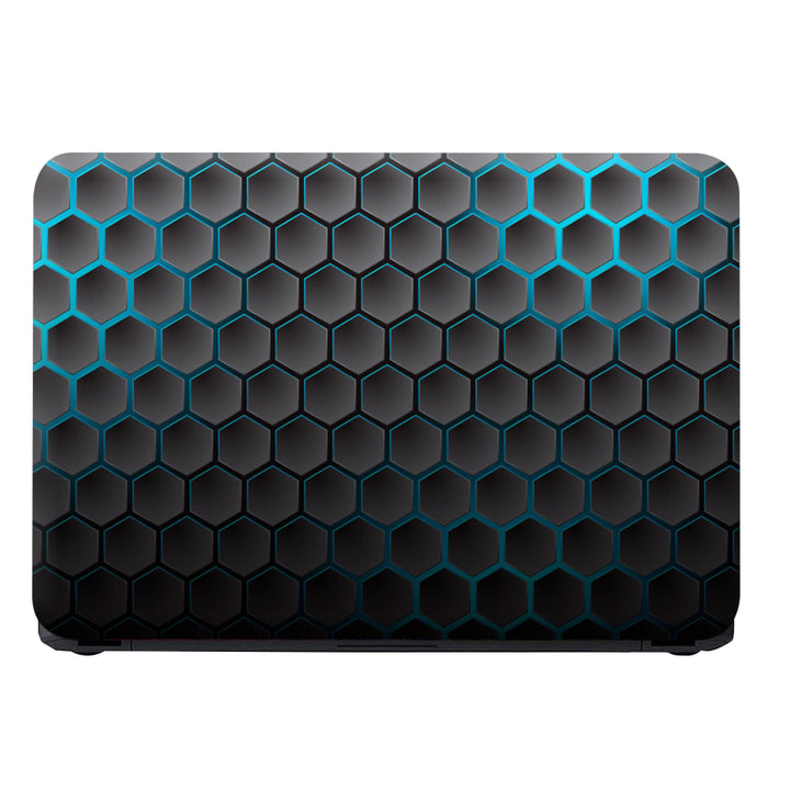 Laptop Skin - Neon Blue Black Honeycomb