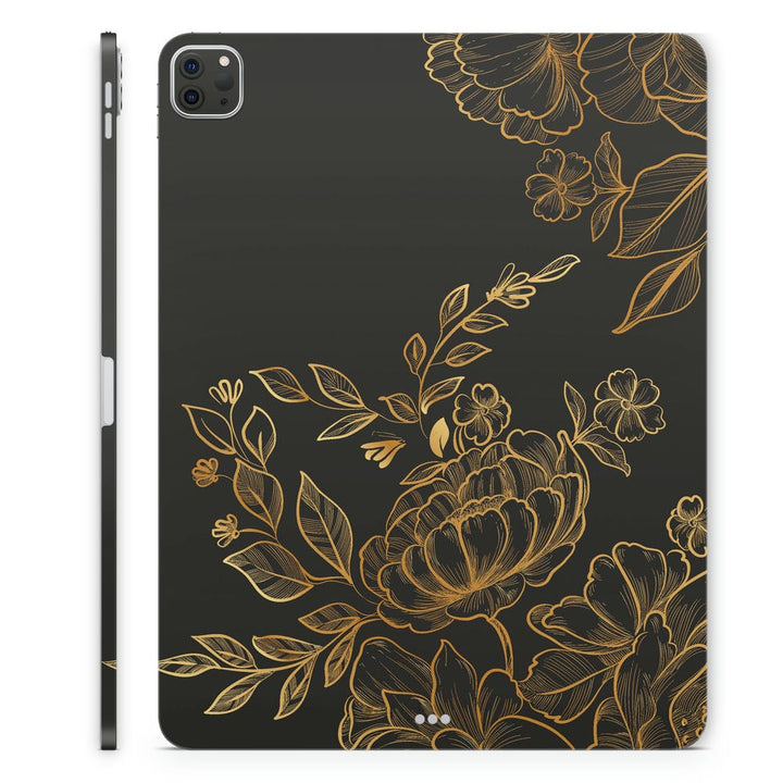 Tablet Skin Wrap - Golden Floral Black