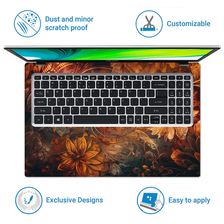 Laptop Skin - Floral Elegance Painted