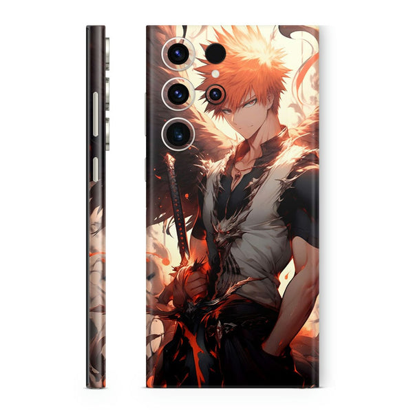 Mobile Skin Wrap - Anime Boy Feather Design