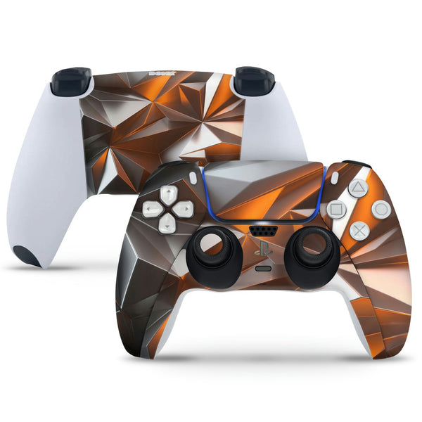 PS5 Controller Skin - golden Black 3D Triangles