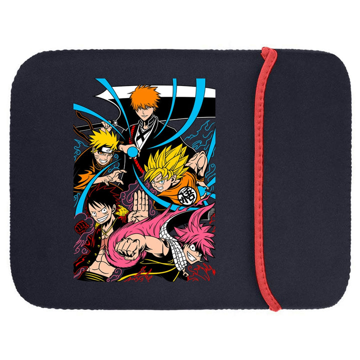 Printed Neoprene Reversible Laptop & Tablet Sleeve - Super Heroes Five Legend