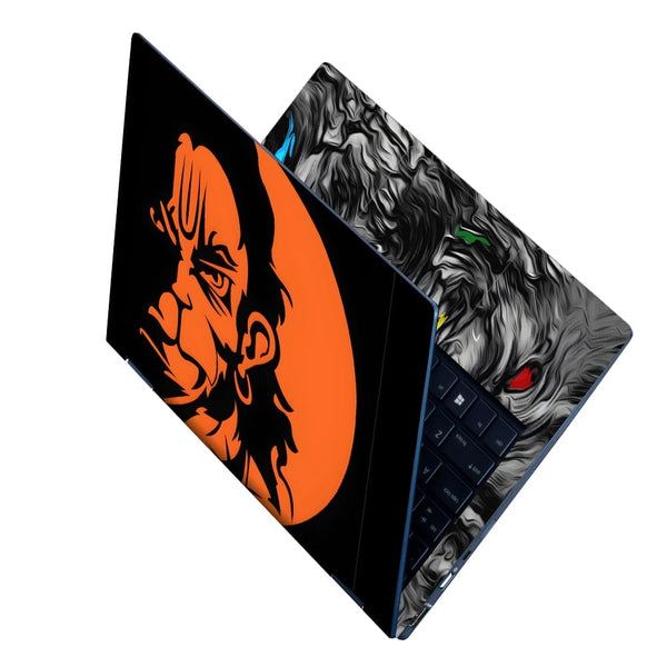 Laptop Skin - Lord Hanuman Black Orange Face