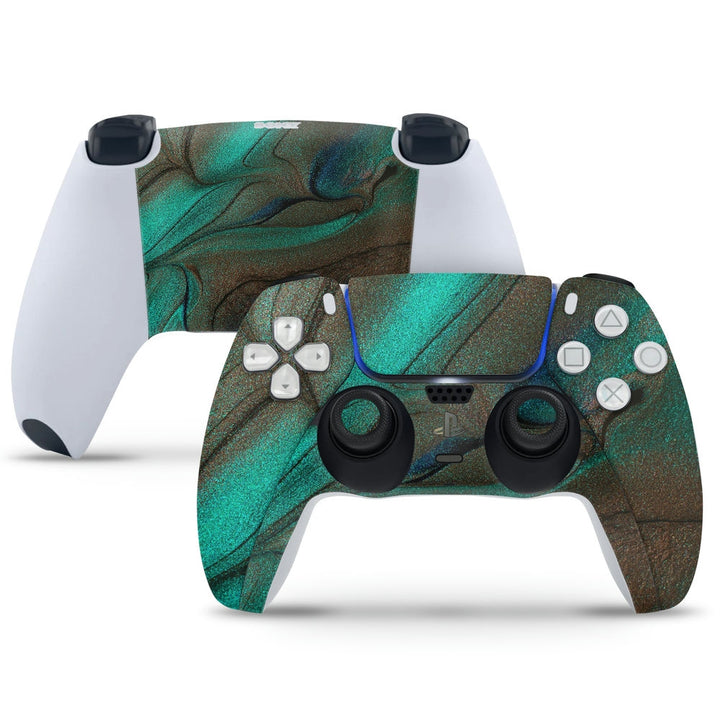 PS5 Controller Skin - Green Brown Dusty Design