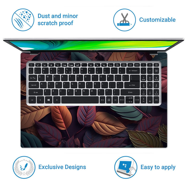 Laptop Skin - Colorful Leaves Abstract Background Generative