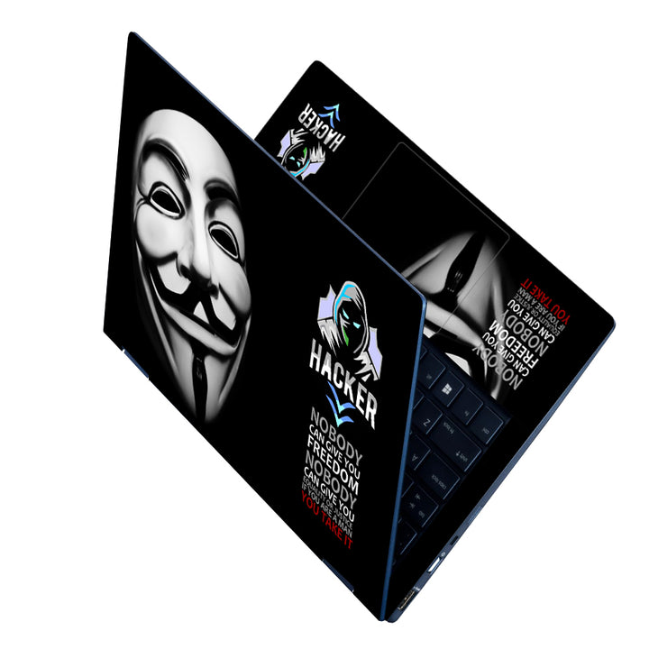 Laptop Skin - Hacker Face No Body Quotes