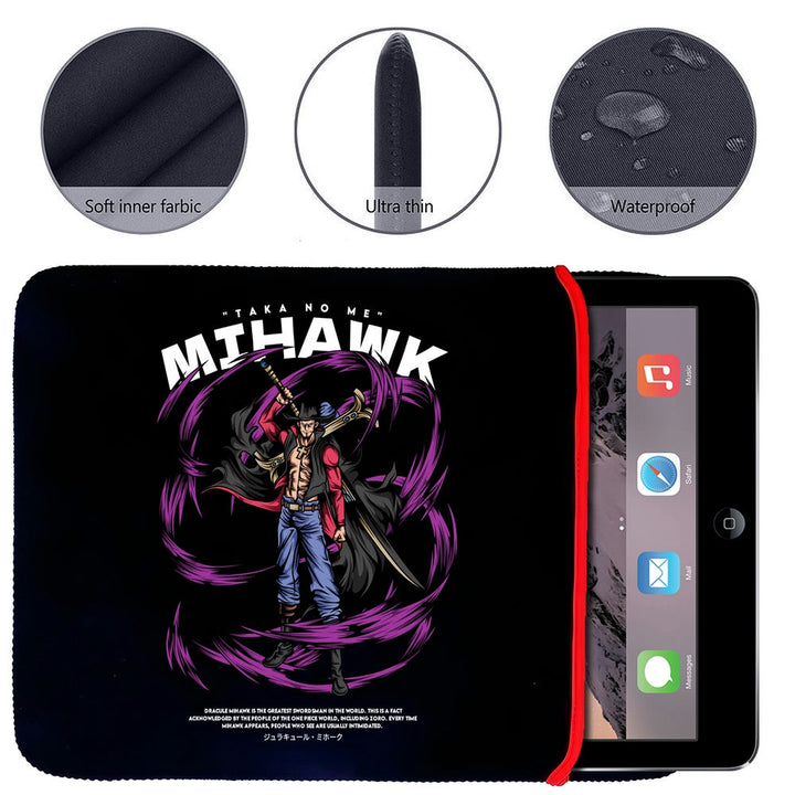 Printed Neoprene Reversible Laptop & Tablet Sleeve - One Piece Mihawk DS1