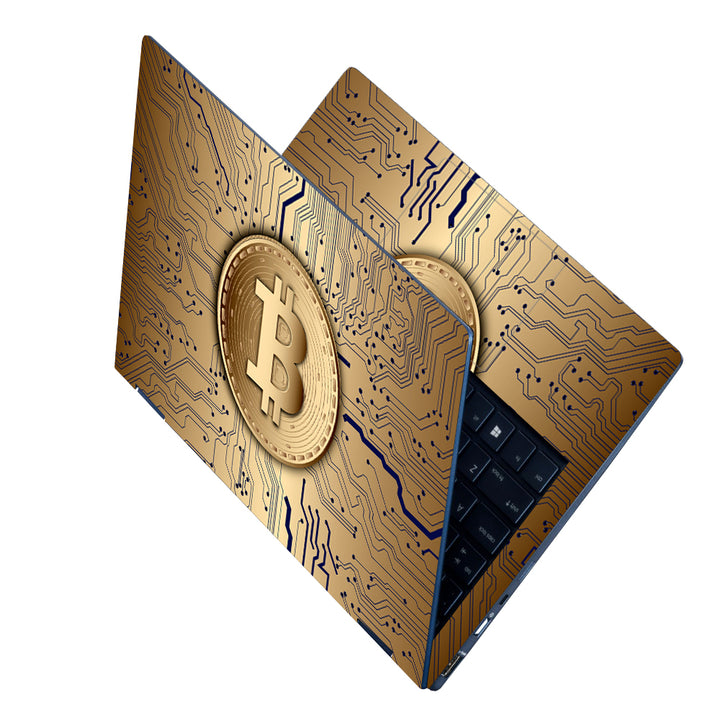 Laptop Skin - Golden Bitcoin Design