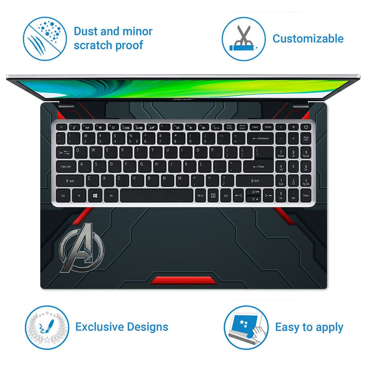 Laptop Skin - Gaming Background Black Red a Logo