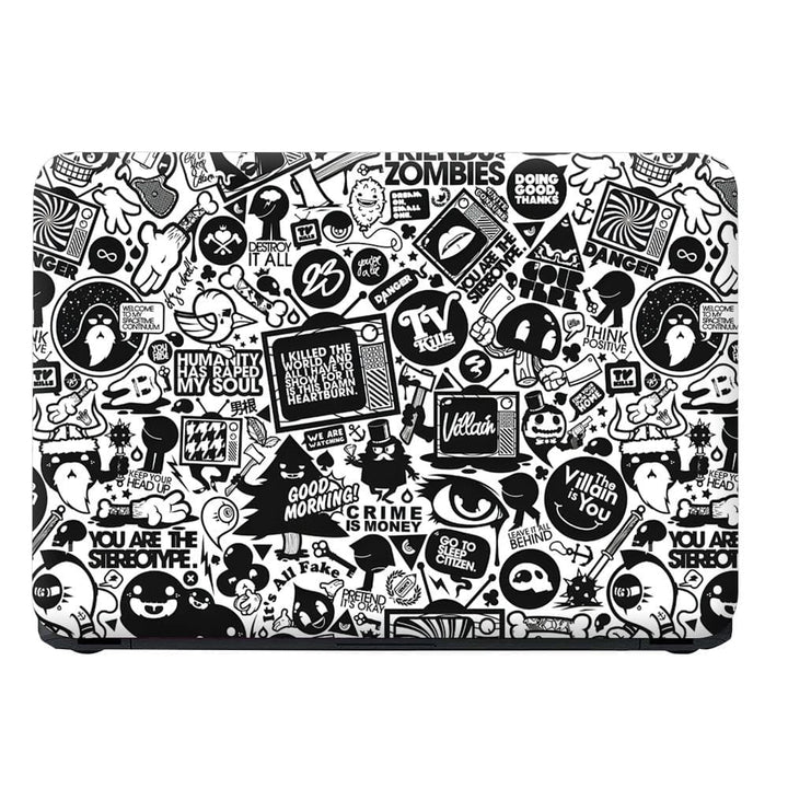 Laptop Skin - Zombies Black White Doodle Art