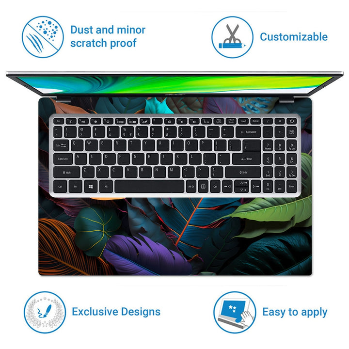 Laptop Skin - A Colorful Collection of Tropical Leaves