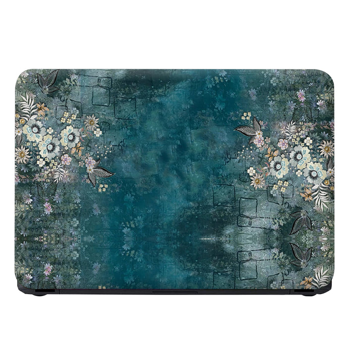 Laptop Skin - Flower Art on Dark Green Wall