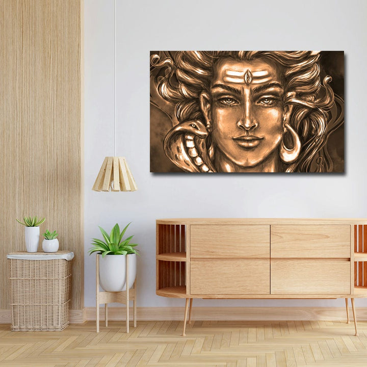 32x20 Canvas Painting - Golden Shiva Art