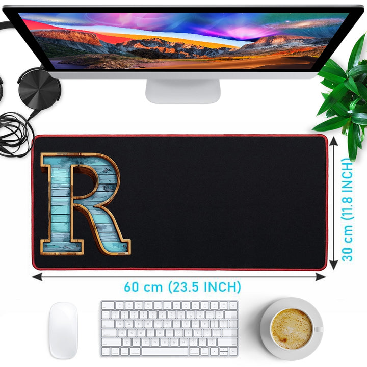 Anti-Slip Extended Desk Mat Gaming Mouse Pad - Realistic Letter R