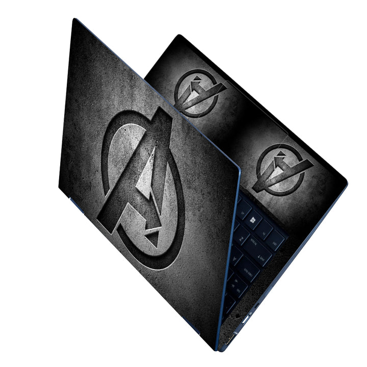 Laptop Skin - Black a Logo on Grey Dusty Wall