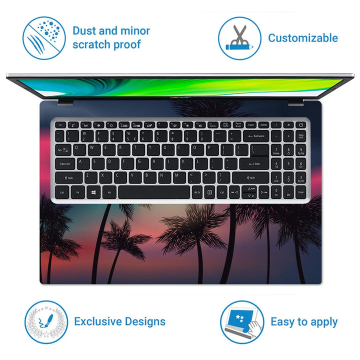 Laptop Skin - Colorful Background With Palm Silhouettes