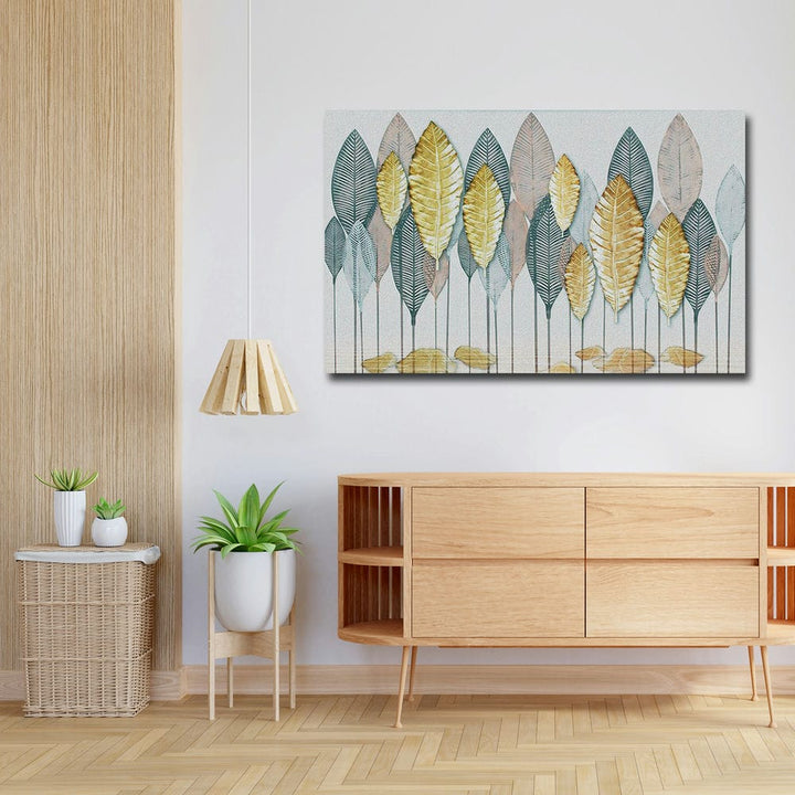 32x20 Canvas Painting - Stand Metal Leaves