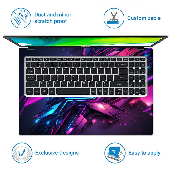 Laptop Skin - Abstract Game Background With Blue Pink Light