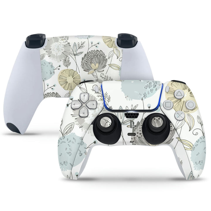 PS5 Controller Skin - Grey Green Cream Blossoms