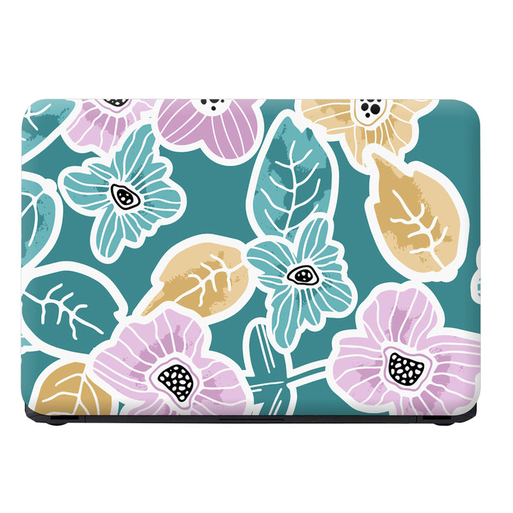 Laptop Skin - Pink Flower Leaves Abstract