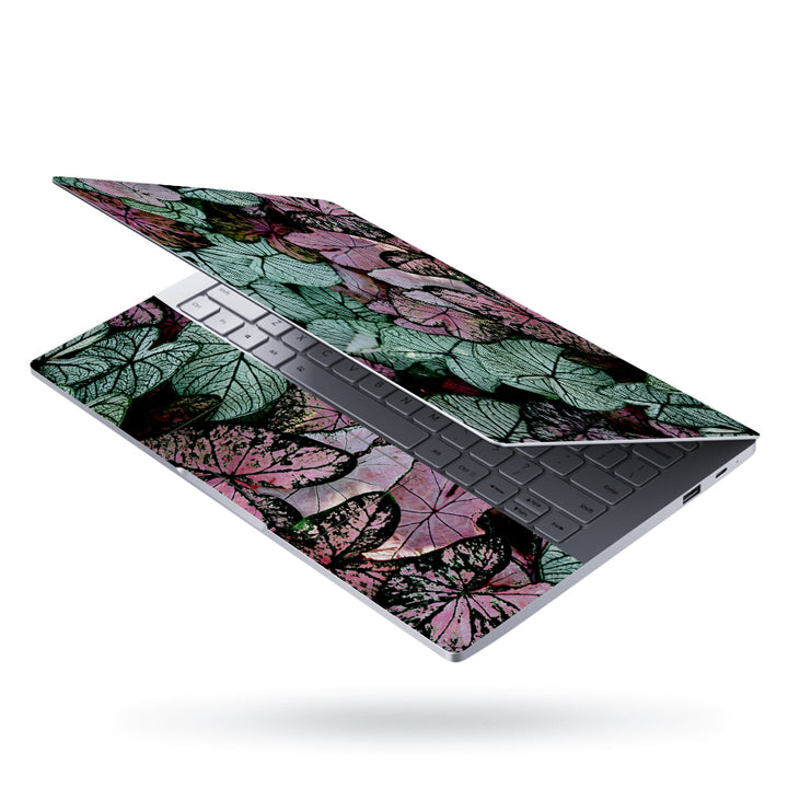 Laptop Skin - Green Pink Big Leaves