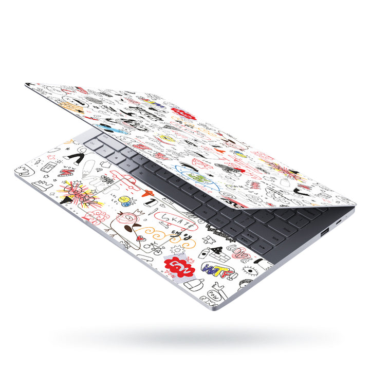 Laptop Skin - Love World Doodle on White