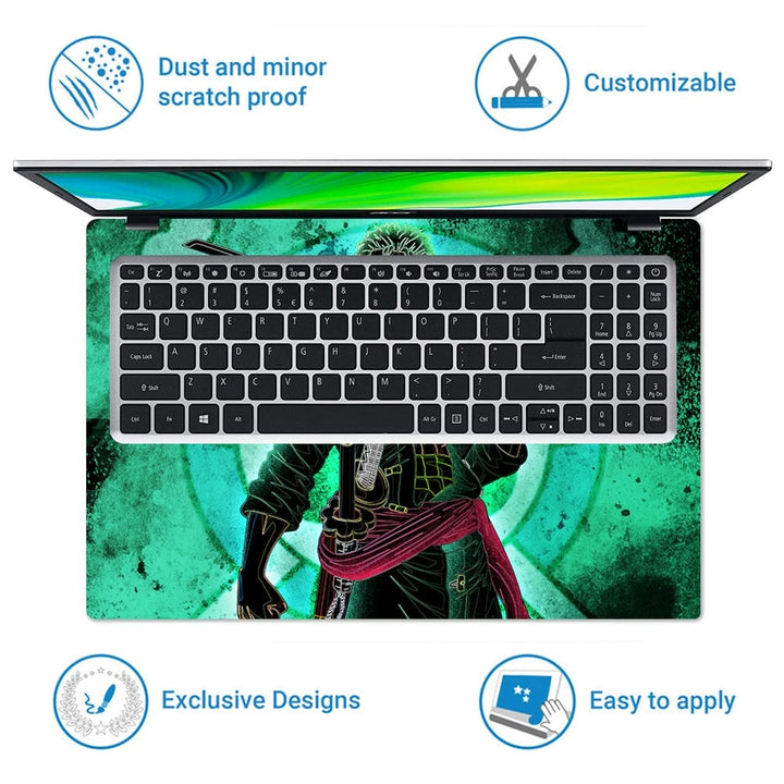 Laptop Skin - Anime One Piece Roronoa Zoro Green