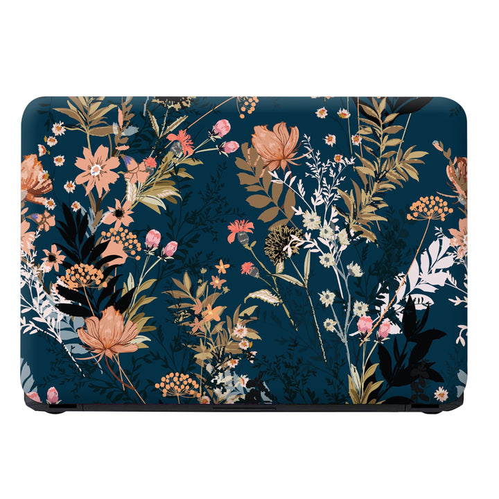 Laptop Skin - Floral Blossom Design on Dark Blue