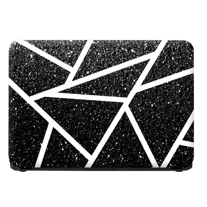 Laptop Skin - White Thick Lines on Black Sparkle