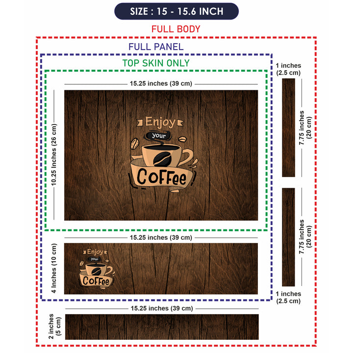 Laptop Skin - Enjoy Your Coffee on Brown Wooden