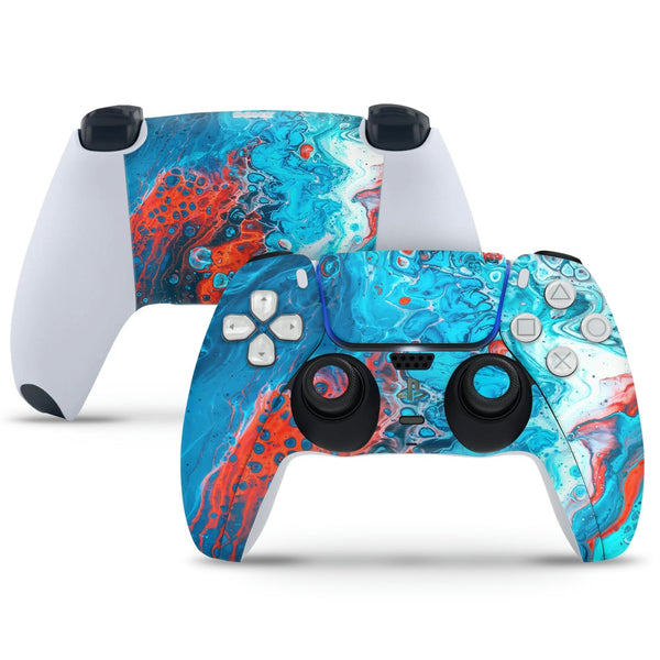 PS5 Controller Skin - Blue Orange Stone Art