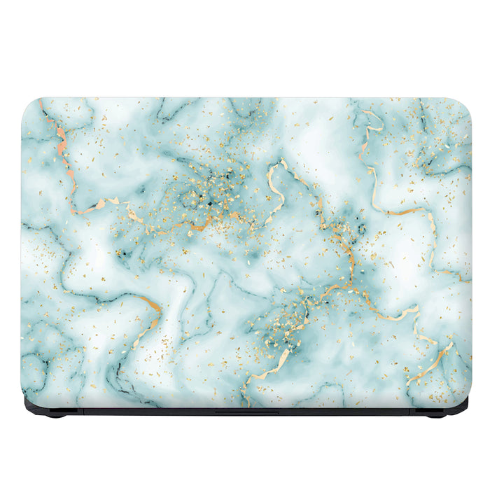 Laptop Skin - Golden Effect on Green and White Marble