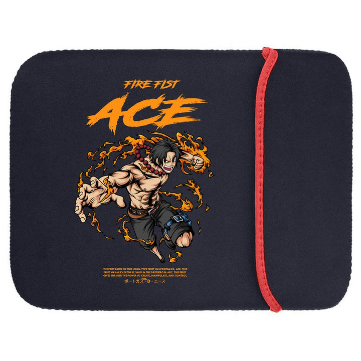 Printed Neoprene Reversible Laptop & Tablet Sleeve - One Piece Ace DS1