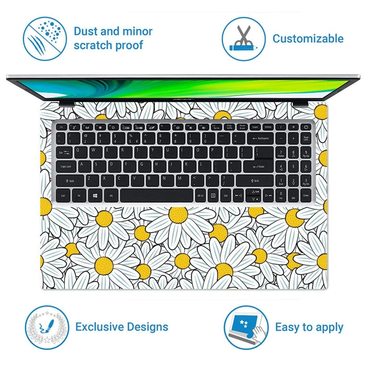 Laptop Skin - Yellow White Sunflower