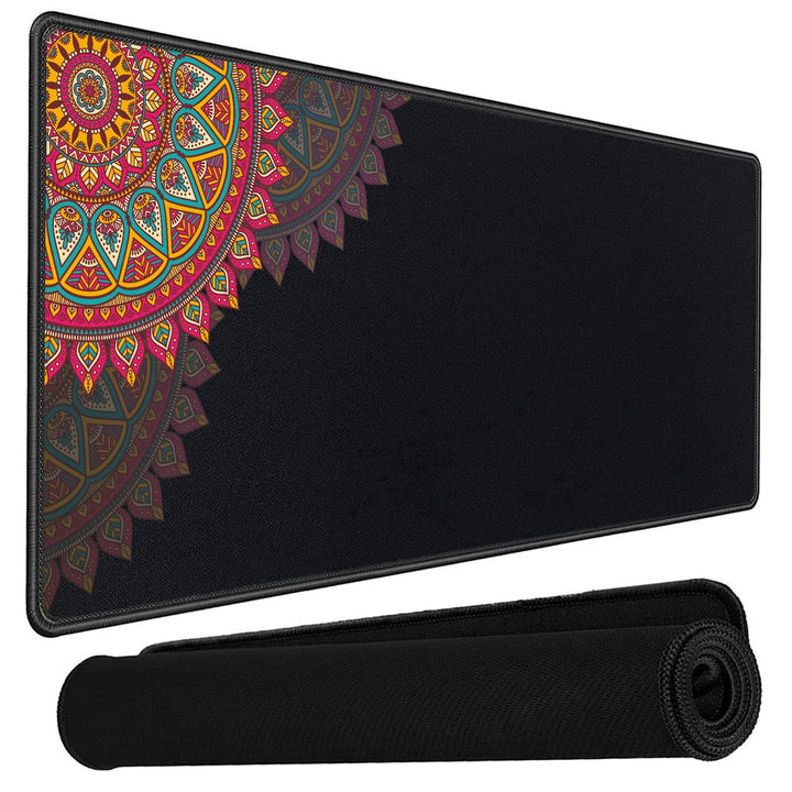 Anti-Slip Extended Desk Mat Gaming Mouse Pad - Mandala Art Left Corner