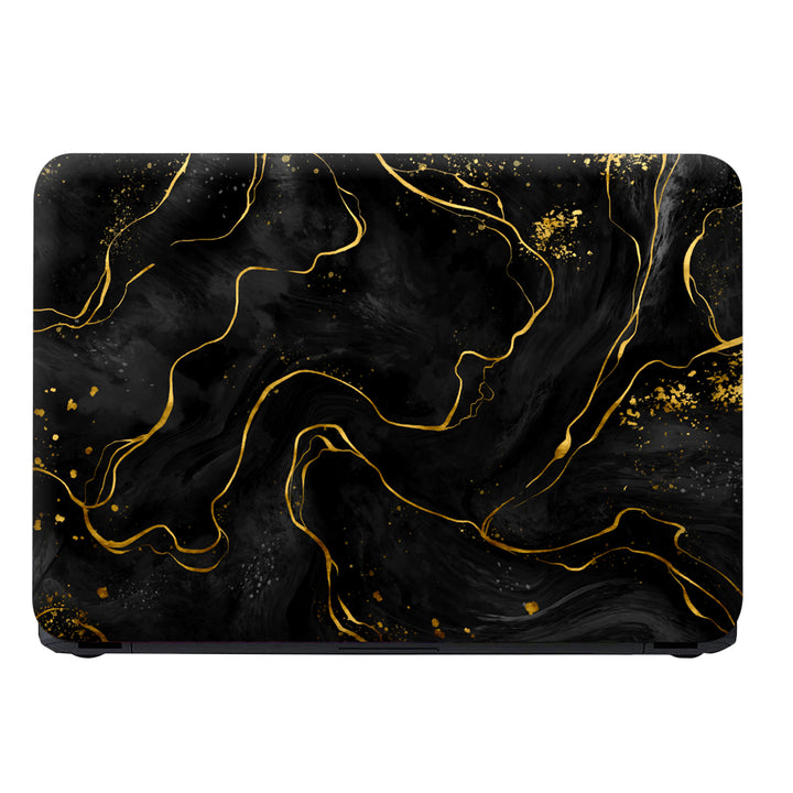 Laptop Skin - Golden Lines on Black Marble